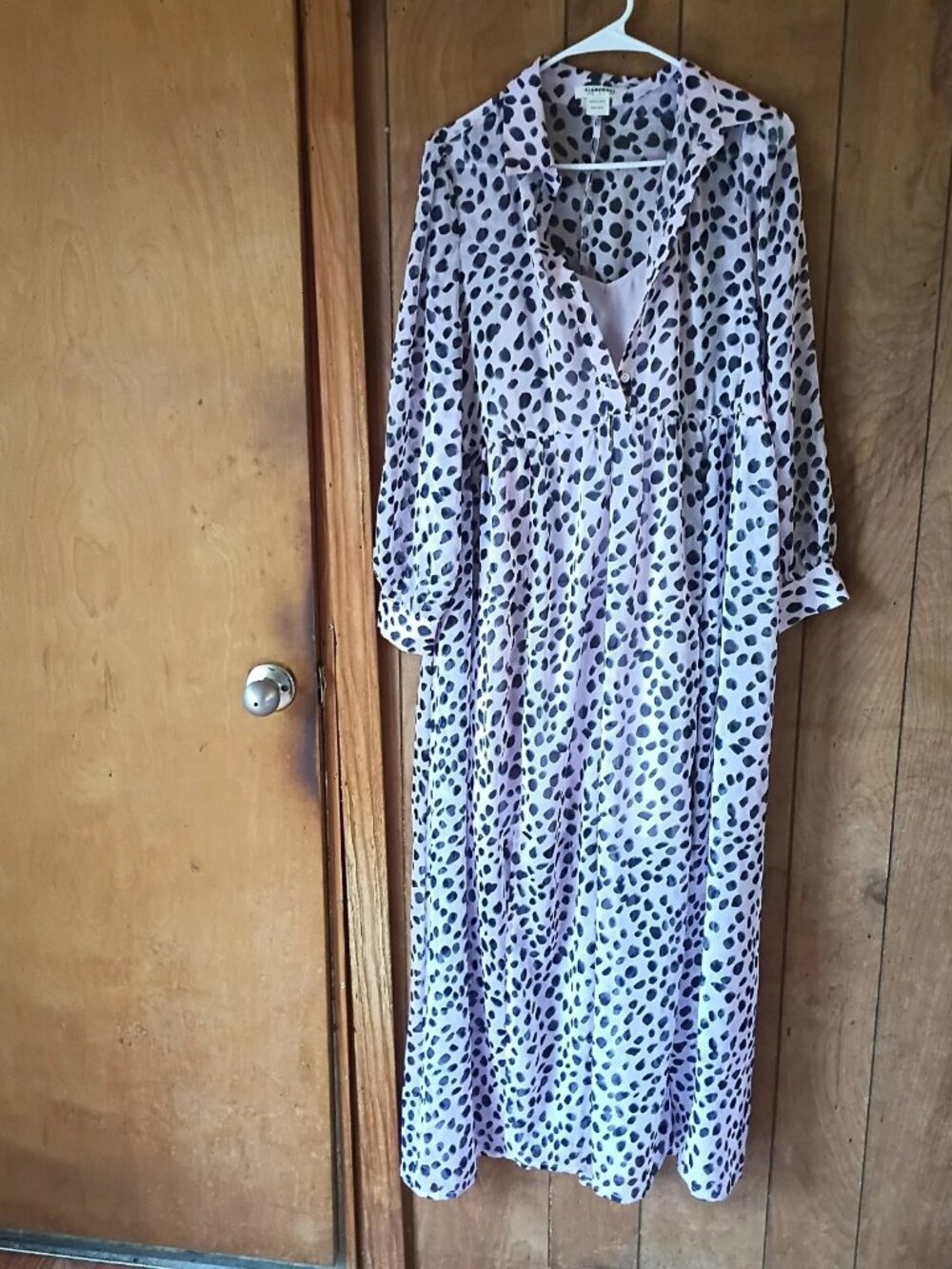 Glamorous Light Pink & Black Animal Print Maxi Dress Size 6 Sheer Overlay Attach